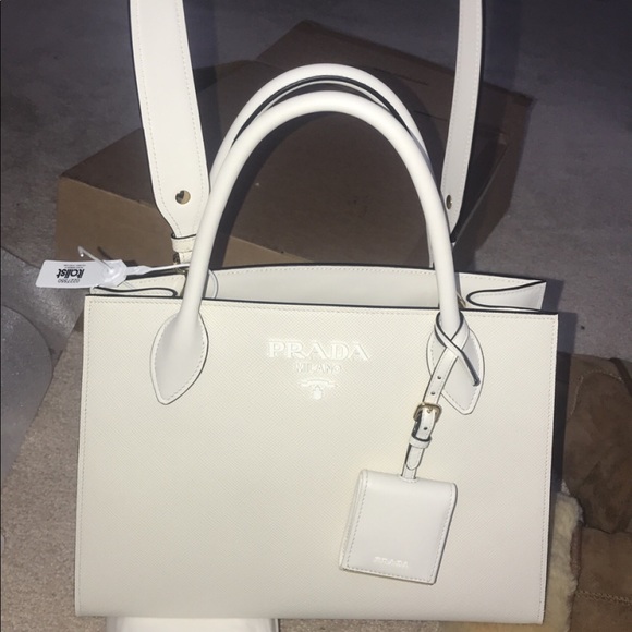 WHITE LARGE MONOCHROME PRADA TOTE - Picture 3 of 8